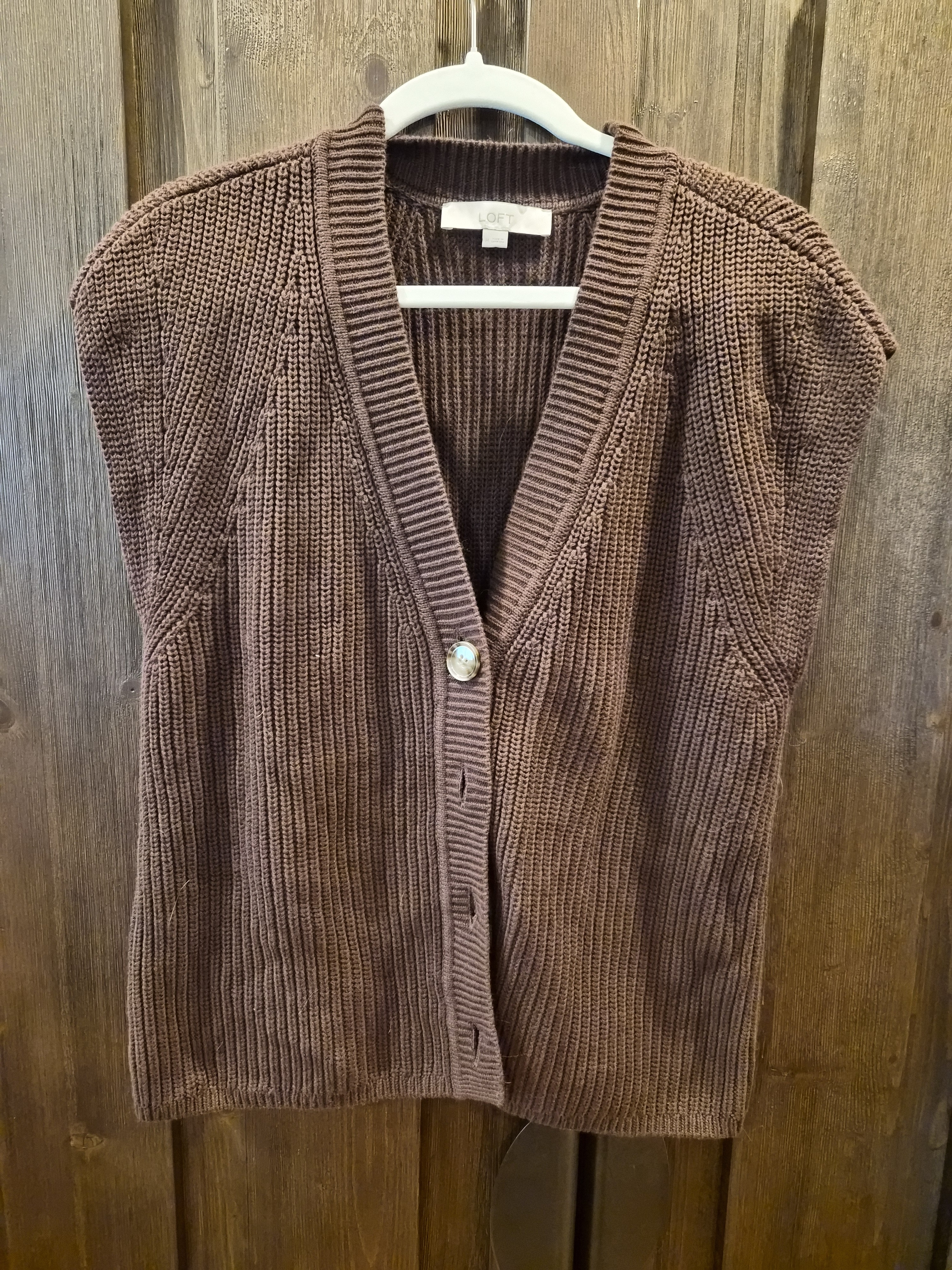 Loft Brown V-Neck Knit Sweater Vest